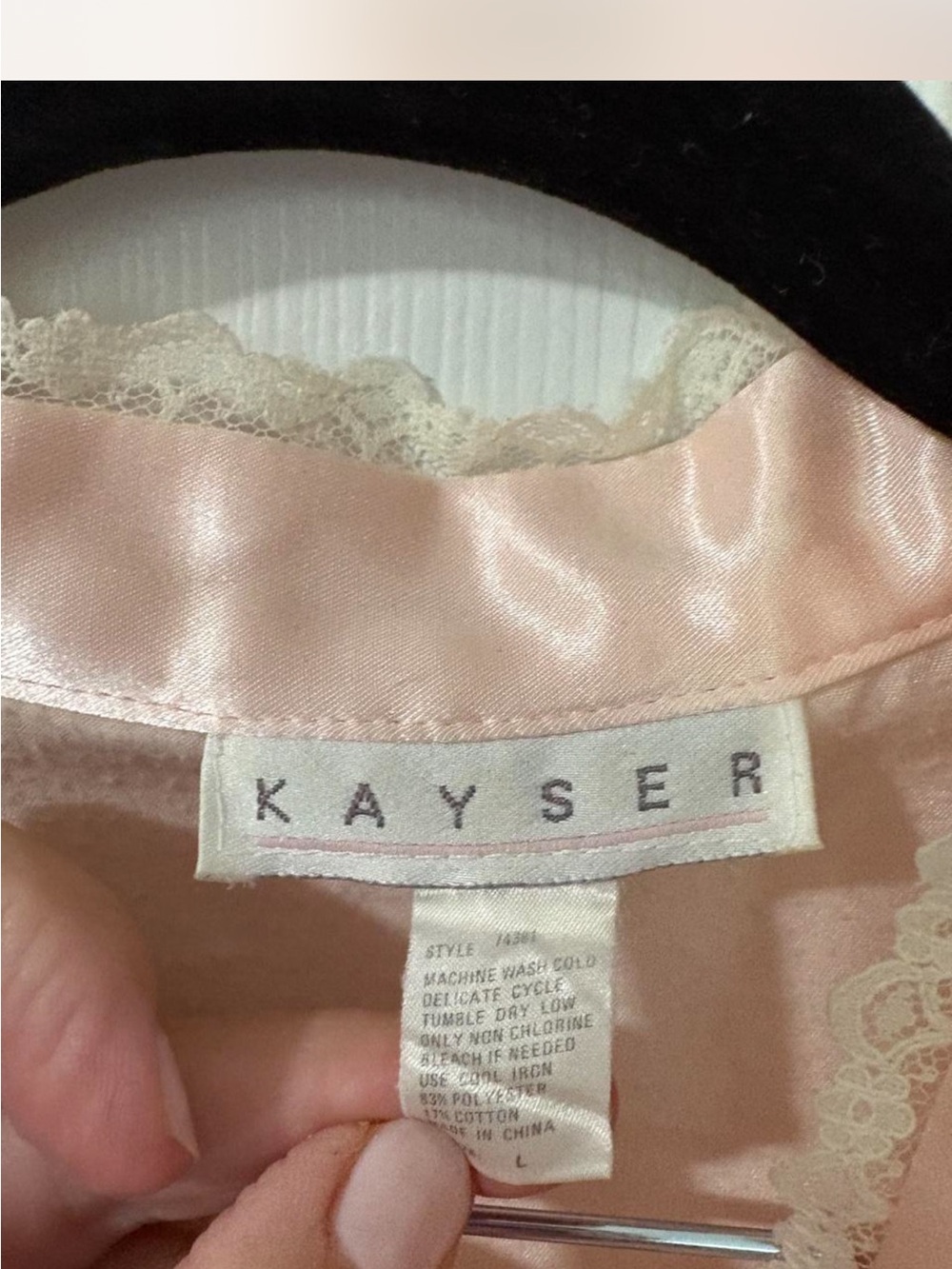 VintageSatin Lace-Trim Nightgown in Blush Pink - Picture 3 of 4